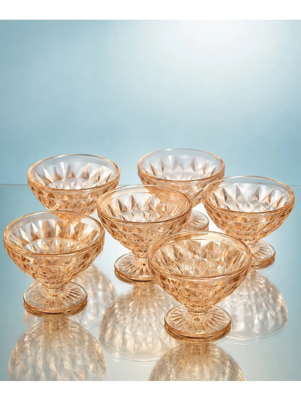 Jeannette 1940s 6 Sherbet Cups Windsor Diamond Pink Depression Glass, 3.5x3”